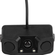 Qiilu 3 in 1 Car Backup Camera Reversing Video Rearview Camera with Backup Radar System Detector and Parking Sensor, Waterproof for Universal Vehicles