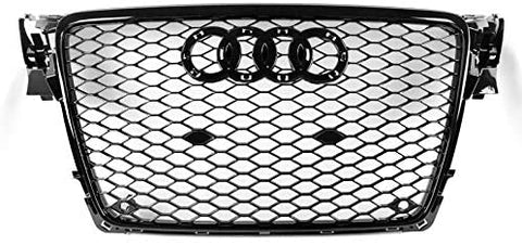 ZMAUTOPARTS For 2009-2012 Audi A4 / S4 B8 8T RS5 Style Honeycomb Mesh Hex Grille Gloss Black