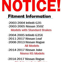 Detroit Axle - Complete Rear Brake Kit Rotor Set & Brake Kit Pads w/Clips Hardware Kit Premium GRADE for 03-04 Infiniti G35 - [03-05 350z] - 11-17 Leaf - [08-13 Rogue]