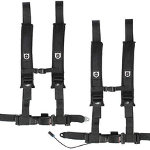 Pro Armor A16UH348BL A16UH349BL Auto Style 4 Point Harness 2 Inch Lap Seat Belt Straps Black Driver Passenger Side