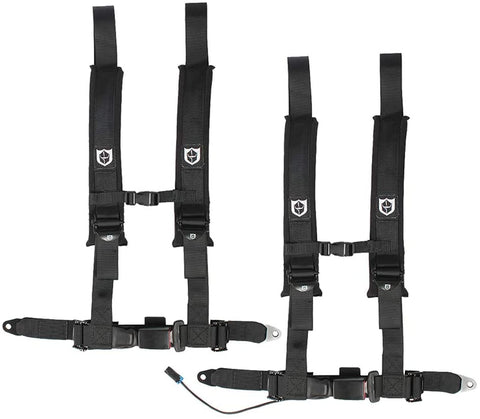 Pro Armor A16UH348BL A16UH349BL Auto Style 4 Point Harness 2 Inch Lap Seat Belt Straps Black Driver Passenger Side