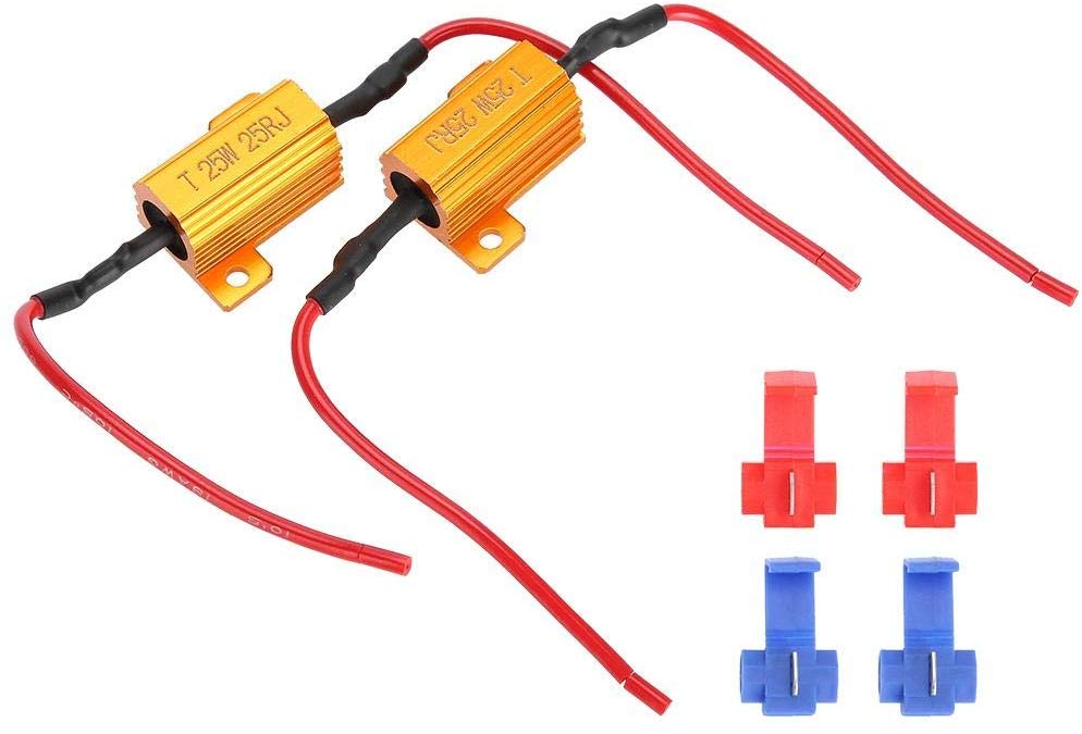 Akozon LED Decoders 2Pcs Car LED Decoder Anti Hyper Flash No Error Wirewound Load Resistor 25W 25Ω