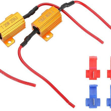 Terisass 2 Pcs Car LED Anti Hyper Flash No Error Wirewound Load Resistor 25W 25Ω Plug Load Resistor Connector