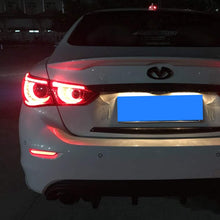 GTINTHEBOX 3D Optic LED Rear Bumper Reflector Brake Tail Lights w/Sequential Turn Signal Lamps, Strobe Brake Lighting Kit For Infiniti Q50 QX56 QX60 QX80 Nissan Pathfinder Rogue, etc