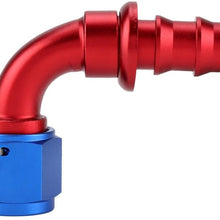 AN8 Oil Line Hose End AN8 Straight 45 90 180 Degree Push On Twist Lock Oil Gas Fuel Line Hose End Male Fitting Blue and Red Color Anodized(0Degree)