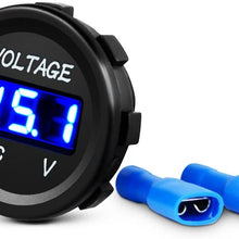 Nilight LED Digital Display Voltmeter Panel DC12V Waterproof Digital Round Panel VoltVolt Tester Gauge for Boat Marine Vehicle Motorcycle Truck ATV UTV, 2 Years Warranty