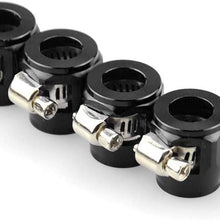 Tasan Racing 4Pcs/Pack Flexible Rubber AN4 Hose Pipe Clamp with Screw Band for Fuel/Oil/Diesel/Gas/Air and Water Hose Tube Black
