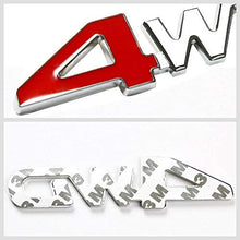 UrMarketOutlet 4WD Red/Chrome Aluminum Alloy Auto Trunk Door Fender Bumper Badge Decal Emblem Adhesive Tape Sticker