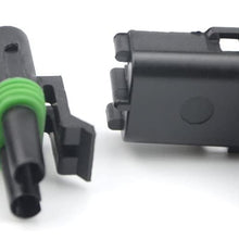 Weather Pack 2 PIN Connector Kit 5 Sets 12-16 AWG Wire with WEATHERTIGHT quick connect locking terminals. (2 PIN)