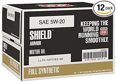 Phillips 66 1076574-12 PK Synthetic Oil (Shield Armor Fully 5W20-1 Quart), 32. Fluid_Ounces, 12 Pack