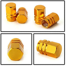 iJDMTOY (4 Tuner Racing Style Gold Aluminum Tire Valve Caps (Hexagon Shape)