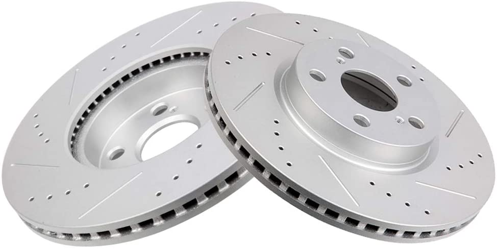 ROADFAR Drilled Slotted Front Brake Rotors fit for 2009-2010 for Pontiac Vibe,2008-2014 for Scion xD,2009-2019 for Toyota Corolla,2009-2013 for Toyota Matrix