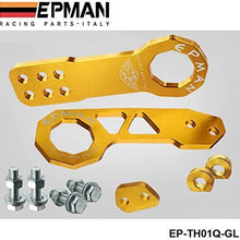 EPMAN Anodized Billet Aluminum Front + Rear Tow Hook Kit For Universal Car (Gold)