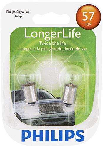 Philips 57 LongerLife Miniature Bulb, 2 Pack