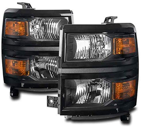 ZMAUTOPARTS Replacement Headlights Headlamps Black For 2014-2015 Chevy Silverado 1500