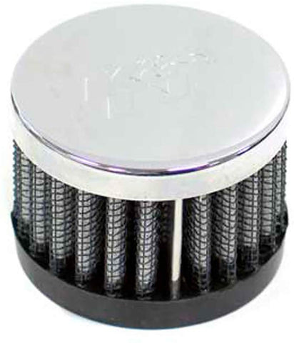 K&N 62-1230 Vent Air Filter / Breather: Vent Air Filter/ Breather; 0.563 in (14 mm) Flange ID; 2.125 in (54 mm) Height; 2 in (51 mm) Base; 2 in (51 mm) Top