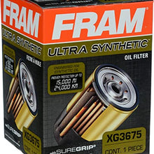 FRAM Ultra Synthetic Automotive Replacement Oil Filter, Designed for Synthetic Oil Changes Lasting up to 20k Miles, XG3675 with SureGrip (Pack of 1)