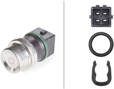 Hella 009107461 Sensor coolant temper. for VW/SEAT/SKODA black/green 4-pin Engine Coolant Temperature Sensor Temperature Sensors