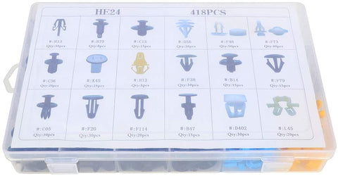 cciyu 418 Pack Car Retainer Clips Fastener Rivet- 18Sizes Nylon Car Bumper Retainer Clips-Pushtype Car Clips for GM,Toyota,Honda,Ford