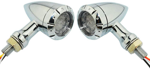 4 Wires Motorcycle Dual Flashing Color Amber Red Turn Signal Light Running Brake For Custom (Chrome)
