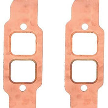 Duokon 2pcs Exhaust Gaskets, Square Port Copper Header Exhaust Gaskets Reusable Fit for SBC 327 305 350 383
