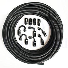 Lizudian 6AN 6AN 16 Feet Nylon Braided Oil Fuel Line Hose w/ 10 Swivel Fitting Ends Black