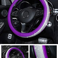 Younglingn Diamond Crystal Leather Auto Steering Wheel Cover - Bling Bling Rhinestones Car Wheel Protector Pop Among Women Girls Universal Fit 15 Inch (Black+ Silver + Wheel Cover)