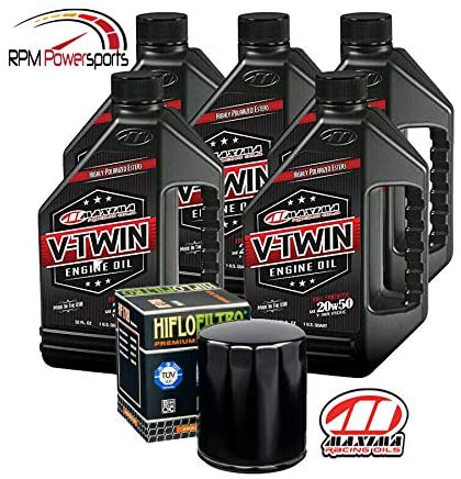 RPM Maxima HiFlo Harley Davidson Oil Change Kit 20W50 Synthetic Engine Oil 5 Quarts