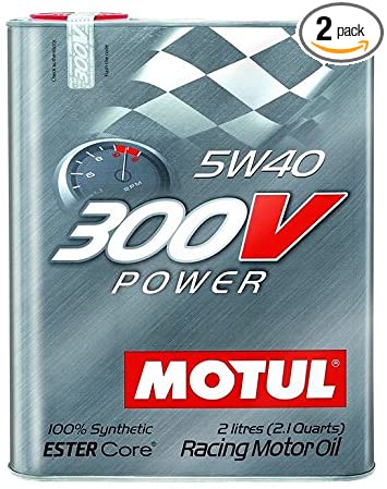 Motul 104242 Case of 2 300V Power 5W40 Racing Motor Oil 2 Liter Can