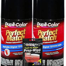 Dupli-Color Black (Metallic) Exact-Match Automotive Paint for Toyota Vehicles - 8 oz, Bundles Prep Wipe (3 Items)