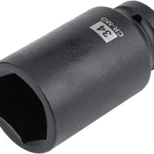 Hub Nut Hex Socket Set,Deep Spindle Axle Nut Impact Socket Set, Drive Deep Impact Socket Set, 29mm 30mm 31mm 32mm 33mm 34mm 35mm 36mm 38mm with 1/2-Inch Drive - 9Pcs Socket Set