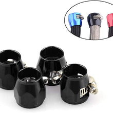 Tasan Racing 4Pcs/Pack Flexible Rubber AN4 Hose Pipe Clamp with Screw Band for Fuel/Oil/Diesel/Gas/Air and Water Hose Tube Black