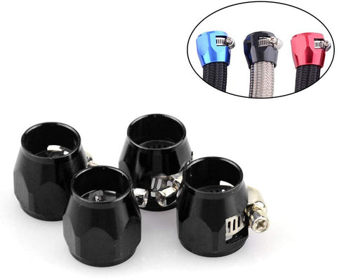 Tasan Racing 4Pcs/Pack Flexible Rubber AN4 Hose Pipe Clamp with Screw Band for Fuel/Oil/Diesel/Gas/Air and Water Hose Tube Black