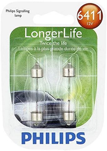 Philips 6411 LongerLife Miniature Bulb, 2 Pack