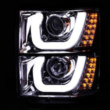 Carpartsinnovate For Chevy 14-15 Silverado 1500 Clear Halo Projector Headlights+LED Signal Lamps