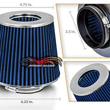 BLUE 4" 102 mm Inlet Truck Cold Air Intake Cone Replacement Performance Washable Clamp-On Dry Air Filter (8" Tall)