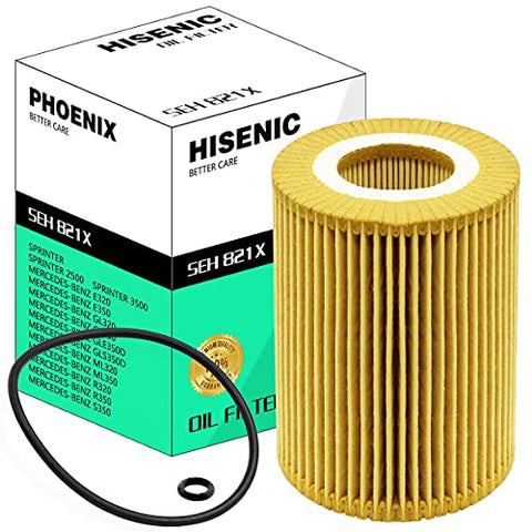 Oil Filter for Mercedes Benz Bluetec E320 GL350 ML350 R350, R320 GL320 ML320 CDI, Sprinter 2500 3500 4500, 07-09 Jeep Grand Cherokee Replace Mann-Filter Hu821x Metal-Free 6421800009