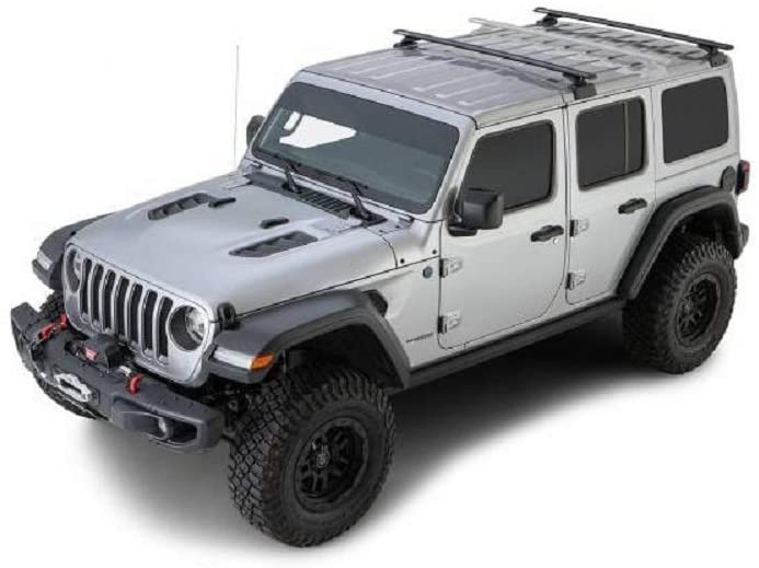 Rhino Rack 2018-2020 Compatible with Jeep Wrangler JL 4dr SUV Hard Top Vortex RCL Black 2 Bar Backbone Roof Rack JB0894