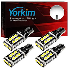 Yorkim 912 921 LED Backup Light Bulbs High Power 2835 15-SMD Chipsets Extremely Bright Error Free T15 906 W16W for Back Up, Reverse, Tail, Brake Lights, 6000K White, Pack of 4