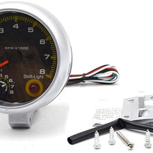 XinQuan Wang Car 80mm Carbon Fibre Tachometer RPM Gauge Meter with Yellow Shift Lights Car 80mm Tachometer Auto Gauge