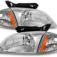 For 2000 2001 2002 Chevy Cavalier Coupe & Sedan Replacement Pair Headlights w/Corner Lights Pair Set