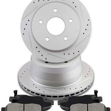 TUPARTS Slotted Rotors Rear and Ceramic Brake Pads Fit for 1997-2005 Chevrolet Blazer, 1998-2004 Chevrolet S10, 1998-2001 GMC Jimmy, 1997-2001 Oldsmobile Bravada
