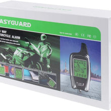 EASYGUARD EM209 2 Way Motorcycle Alarm System with Remote Engine Start Starter Microwave Sensor Colorful LCD Pager Display Shock Sensor Proximity Sensor Included Universal Version DC12V