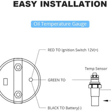 WATERWICH Oil Temp Temperature Gauge Kit Includes Electronic Sensor-Black Dial 40-150 Celsius 2-1/16" 52mm DC12V Universal for Car Truck Vehicle Automotive