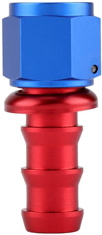 AN8 Oil Line Hose End AN8 Straight 45 90 180 Degree Push On Twist Lock Oil Gas Fuel Line Hose End Male Fitting Blue and Red Color Anodized(0Degree)