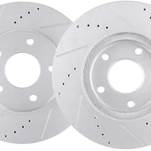 BRAKEUS Brake Rotors Kits Fit for 2003-2004 Infiniti M45, 2002-2006 Infiniti Q45, 2004-2009 2011-2017 Quest with 5 -Lugs Slotted Drilled Disc