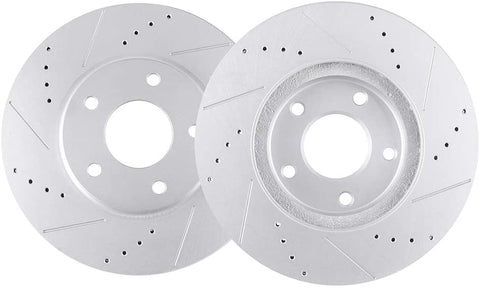 BRAKEUS Brake Rotors Kits Fit for 2003-2004 Infiniti M45, 2002-2006 Infiniti Q45, 2004-2009 2011-2017 Quest with 5 -Lugs Slotted Drilled Disc