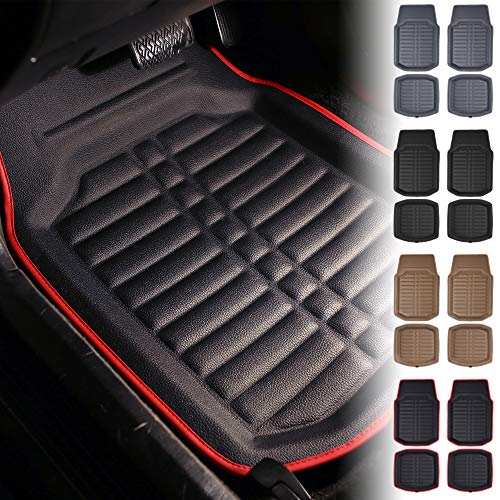 FH Group Tray Style Car Mats F14409REDBLACK Deep Tray All Weather Floor Mats, 4 Piece