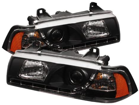 Spyder Auto BMW E36 3-Series Black DRL LED Crystal Headlight (Black)