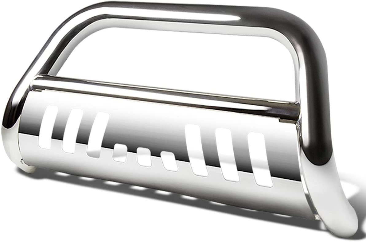 Replacement for Honda Pilot/Ridgeline 3 inches Bumper Push Bull Bar+Removable Skid Plate (Chrome) (Chrome)